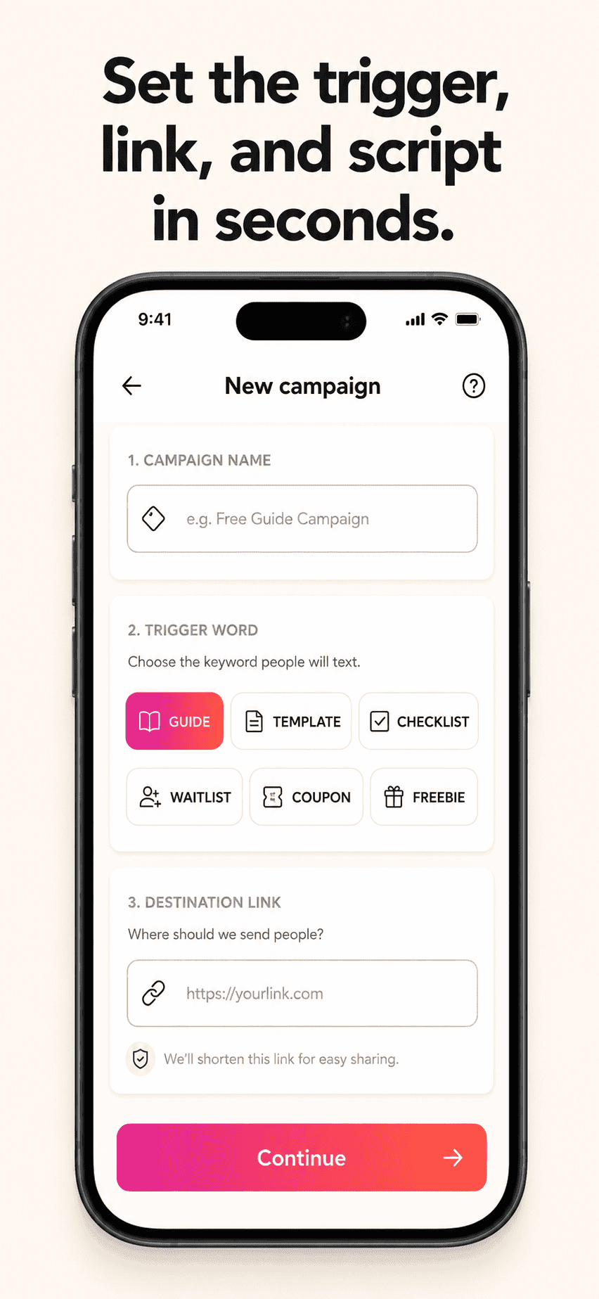 GramTrigger: Creating a new campaign